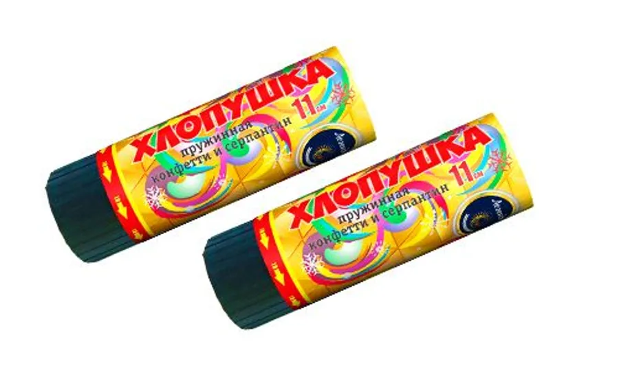 Пружинная хлопушка 11см (конфетти+серпантин)